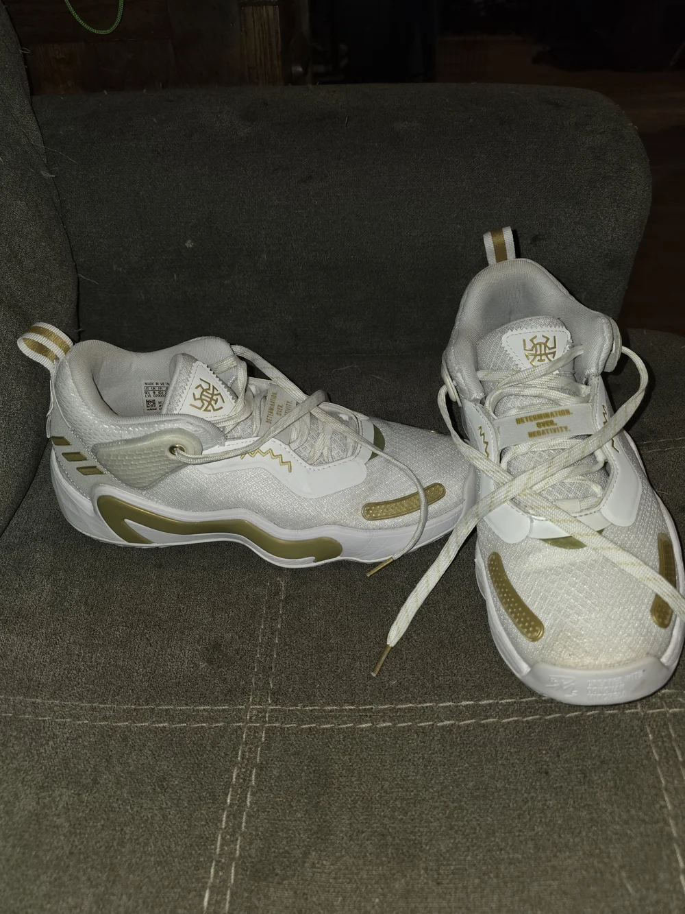 Adidas Hoops White & Gold Basketball Shoe